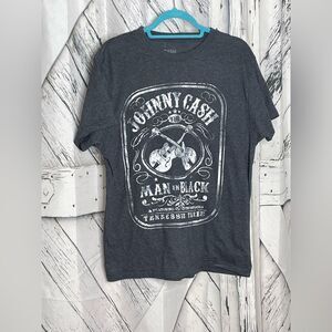 Johnny Cash Man In Black T-Shirt Gray L